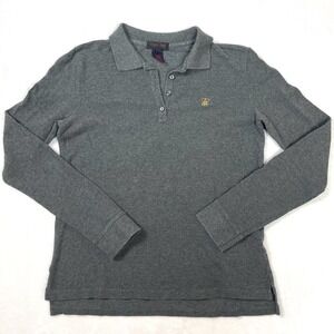 Vintage 90s Ralph Ralph Lauren Women's Gray Long Sleeve Polo Shirt‎ Crest Sz M
